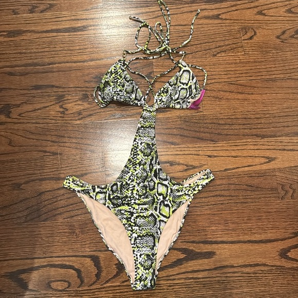 L'Agent by Agent Provocateur Mercades Swimsuit Snake Print Size L - Picture 4 of 7